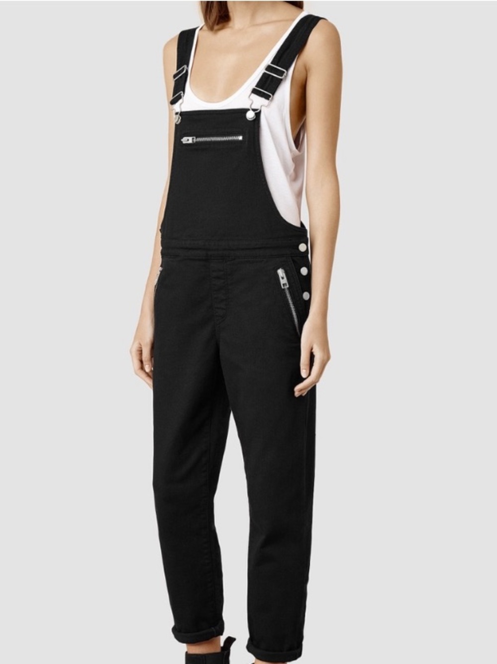 All Saints Dungarees Black Overalls
